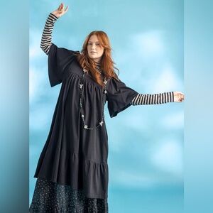 Gudrun Sjoden Jersey Dress in Cotton Modal Size Small Square Neck Lagenlook NEW